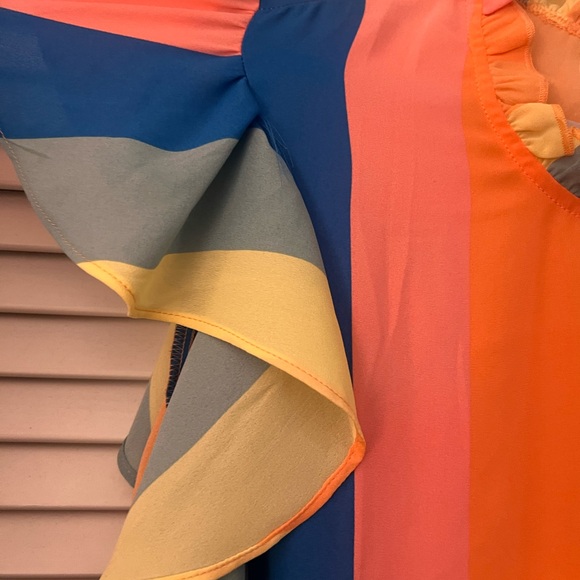 Multicolor Striped Ruffle Sleeve Top - Picture 3 of 4